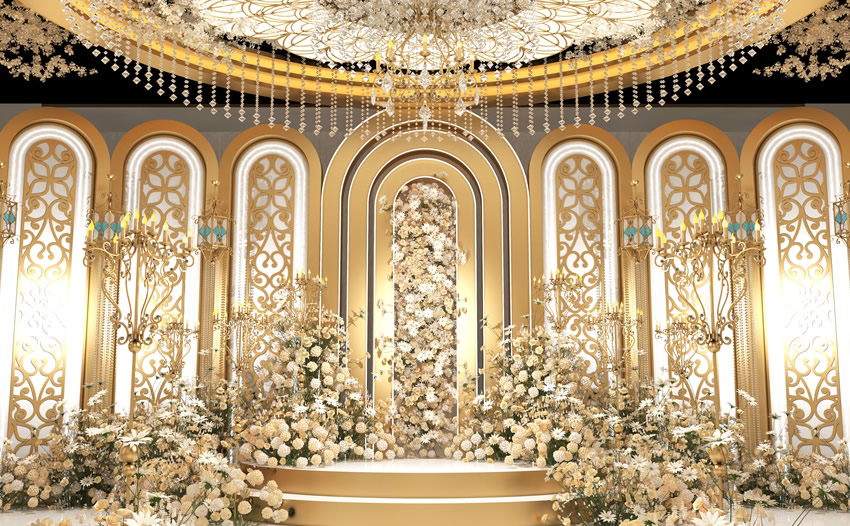 昭觉香槟色调婚礼堂效果展示